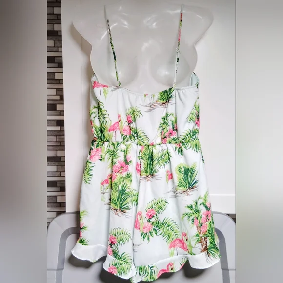 Everly Tropical Print Romper Sz-L - Picture 2 of 4